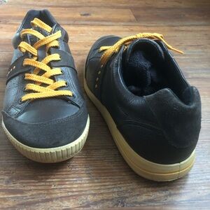 Ecco Dark Brown and Yellow Golf Shoes with Suede Finish